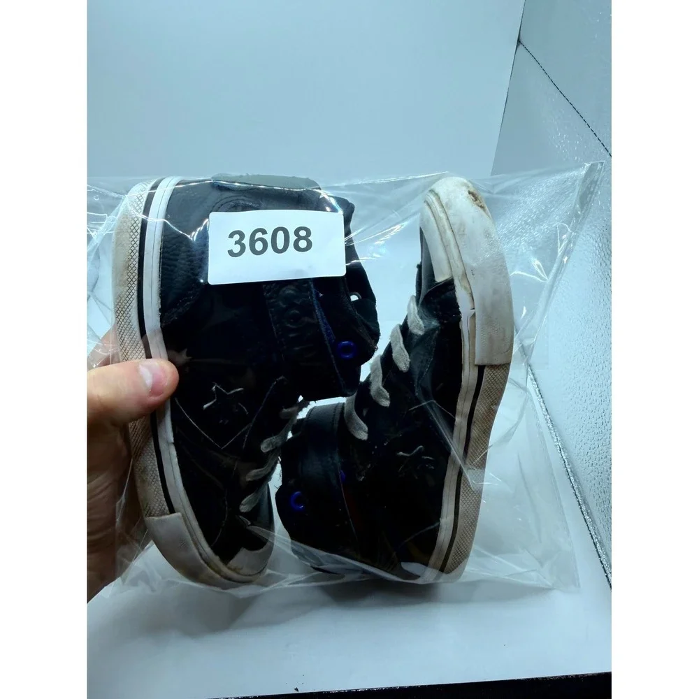 Converse Pro‎ Blaze Strap 666049C Unisex Kids 1 Sneaker Black Blue Leather Shoes